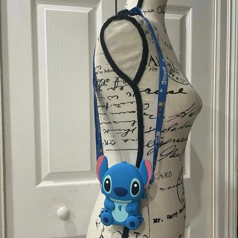 Disney Lilo & Stitch Blue Silicone 3D Character Crossbody Bag with Lanyard Strap